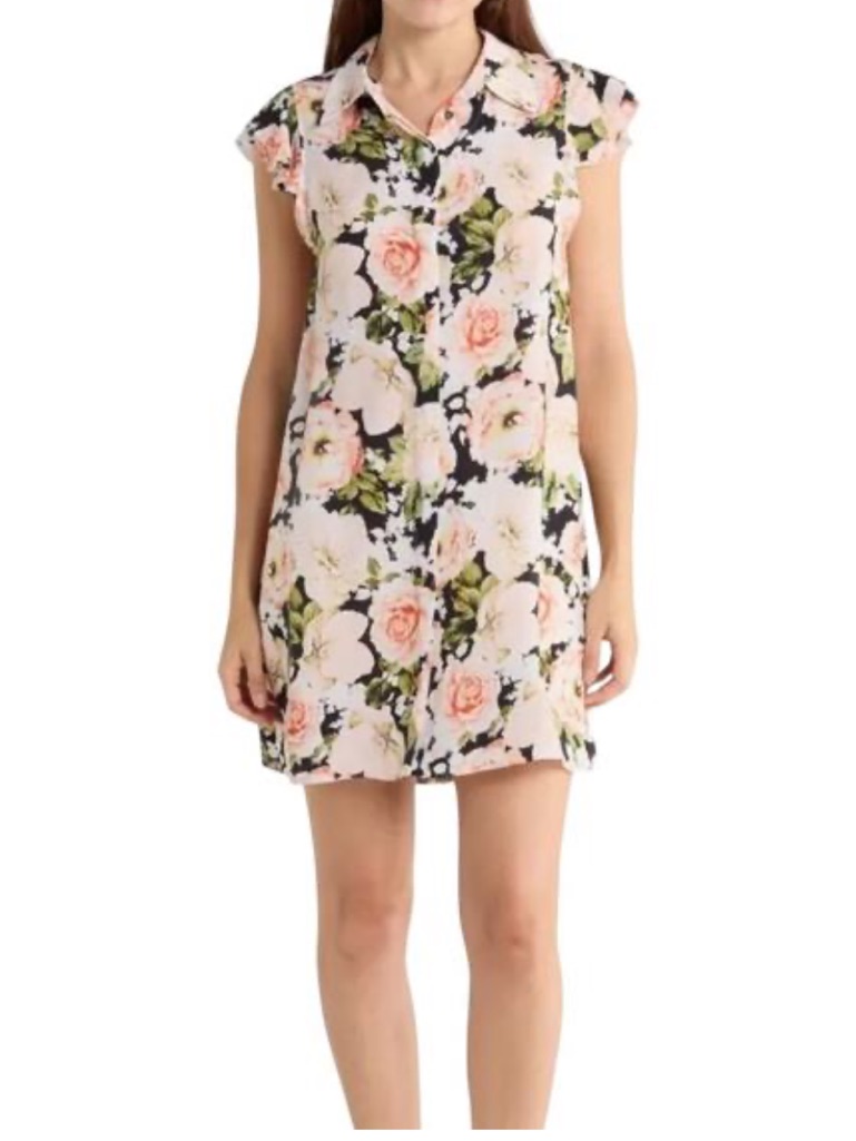 Nwot Alice + Olivia Pink Jem Cap-Sleeve Shirt Dress - Xs